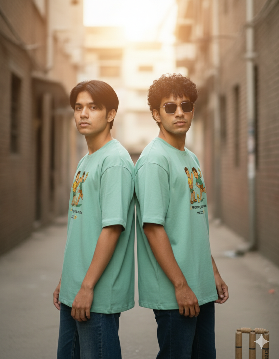 Gully Cricket Rules Tee – “Warning: Not ICC” Unisex Oversized T-Shirt