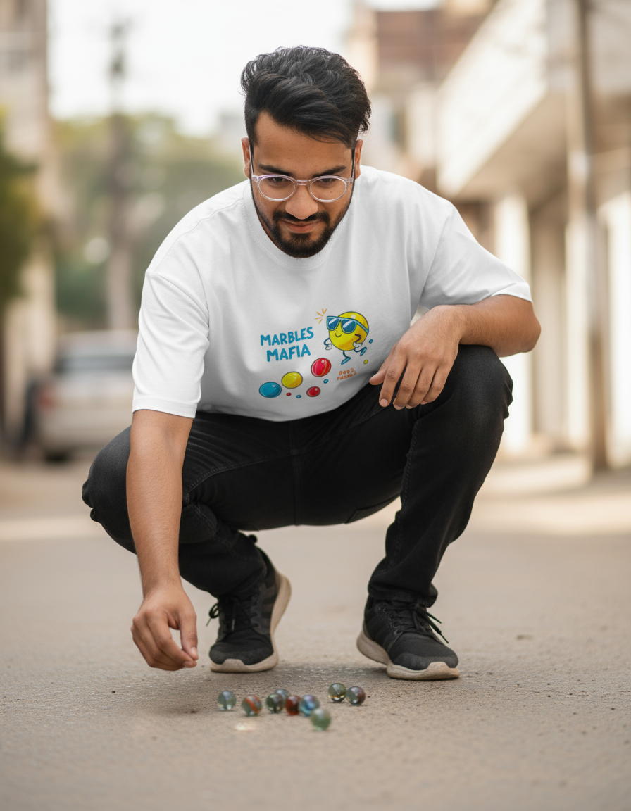 Marbles Mafia Unisex Oversized T-Shirt – Relive the Childhood Games
