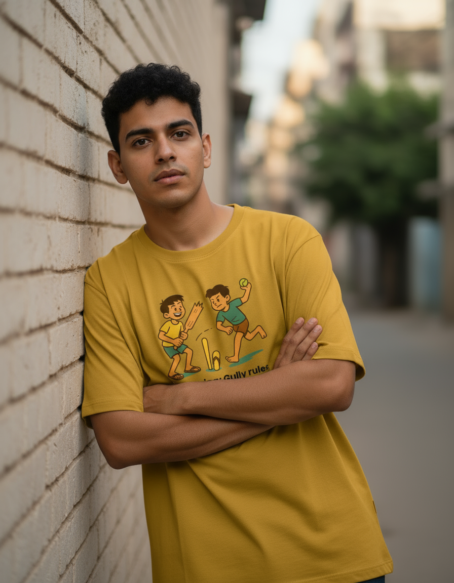 Gully Cricket Rules Tee – “Warning: Not ICC” Unisex Oversized T-Shirt