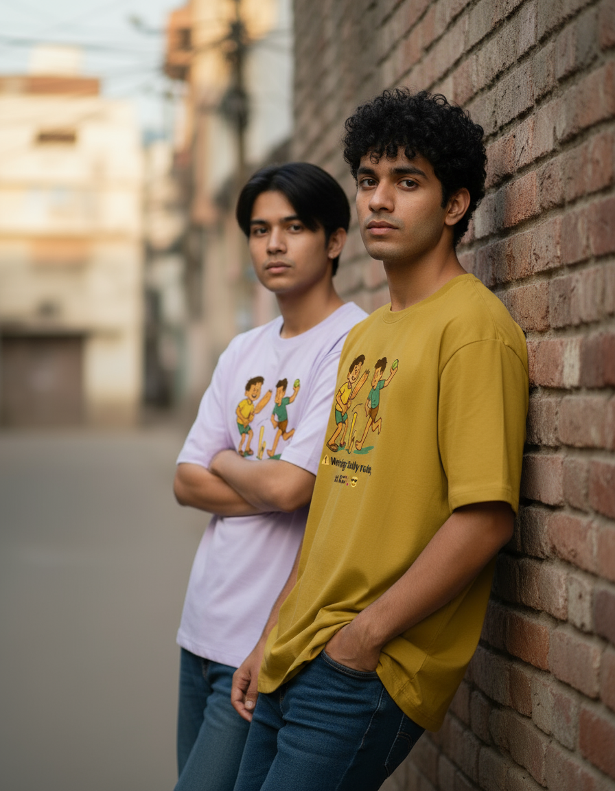 Gully Cricket Rules Tee – “Warning: Not ICC” Unisex Oversized T-Shirt